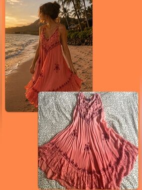 🌺 Red Tropical Floral Sundress – Freesize – Island Vibes